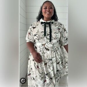 Ivy city co women’s 5x Delaney dress in white velvet burnout bird print new